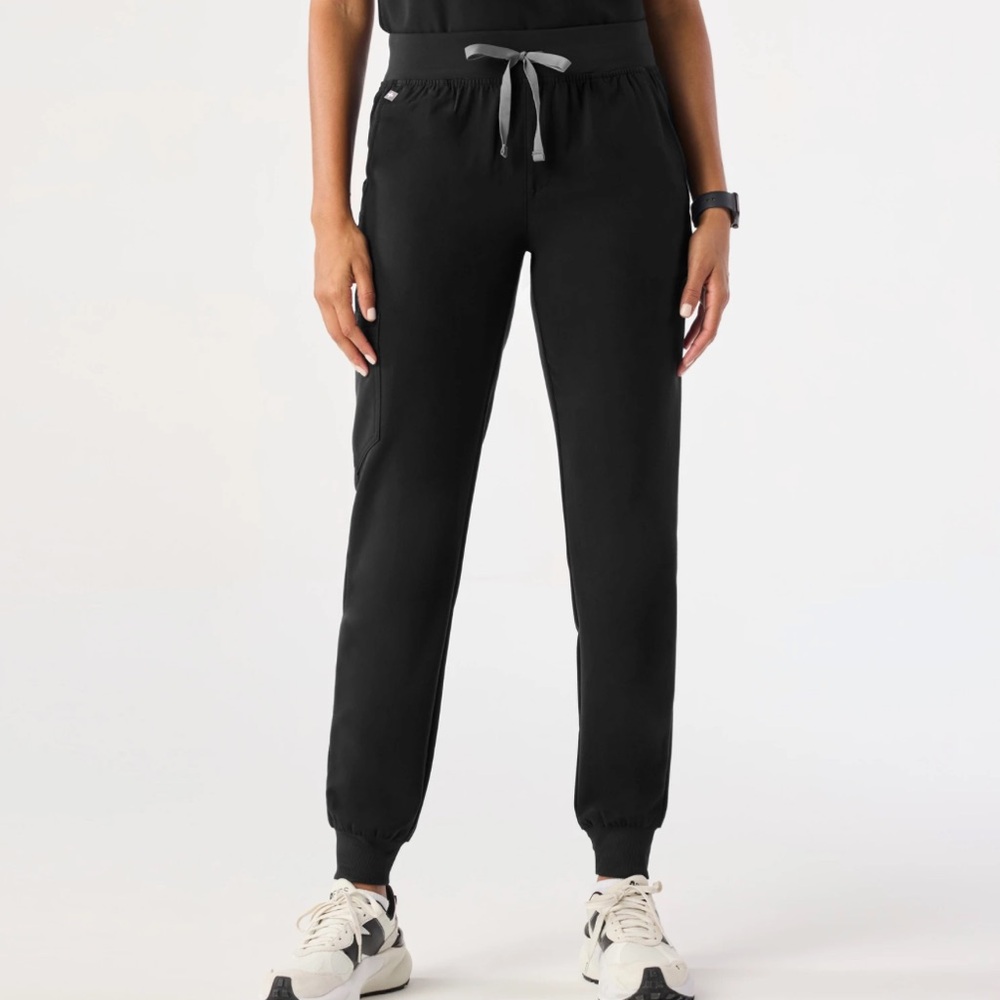 Figs Women's Black Jogger Pants with Gray Drawstring